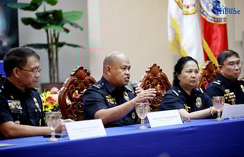  Bureau of Fire Protection (BFP) Director Jesus Piedad Fernandez speaks to the media during a press briefing at BFP Headquarters in Quezon City on Wednesday. Fernandez said the BFP will deploy fire trucks and personnel in support of the Philippine National Police to help secure President Ferdinand Marcos Jr.’s fourth State of the Nation Address (SONA) on 28 July 2025.