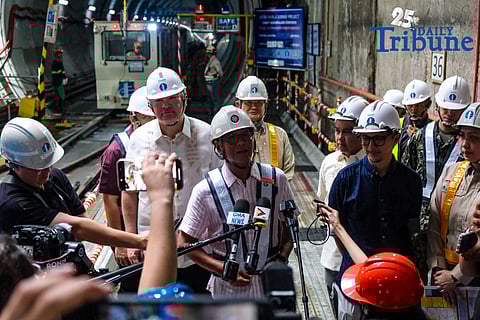 President Ferdinand R. Marcos Jr. inspects the Camp Aguinaldo Station of the Metro Manila Subway Project on Wednesday, 16 July 2025 in Quezon City.  Marcos.announced today MMSP is expected to cut travel time from Valenzuela to Ninoy Aquino International Airport (NAIA) from two hours to just 40 minutes upon its completion.
