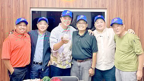PSC chairman Patrick ‘Pato’ Gregorio (third from left) visits the new office of the Philippine Amateur Baseball Association at the Century Park Hotel in Manila. Welcoming here are PABA deputy secretary general professor Kiko Diaz, vice president Manny de Castro, president Boy Tingzon, secretary general Michael Asuncion and consultant Kunifumi Itakura.