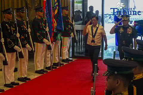 President Ferdinand R. Marcos Jr. presided over the AFP Mid-Year Command Conference 2025 on 17 July at Camp Aguinaldo, addressing key strategic concerns with top defense officials before AFP personnel performed “Kanluran.”