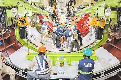 On going construction of the Camp Aguinaldo Station of the Metro Manila Subway project.