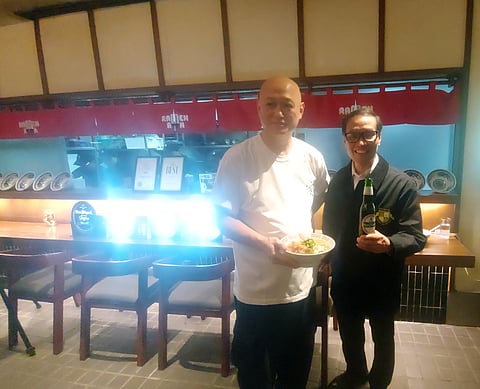 Ramen master chef Tamura Hiroyuk and SMB brew master Alan Sienes.