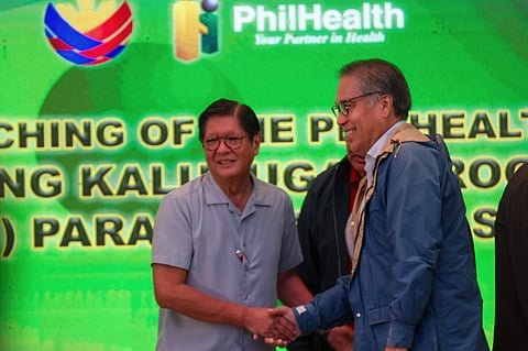 Health first President Ferdinand R. Marcos Jr., with former Interior and Local Government Secretary Mar Roxas, leads the launch of PhilHealth’s ‘Yaman ng Kalusugan Program Para Malayo sa Sakit’ — a program that builds upon the 2021 Konsulta initiative, expanding access to essential primary care services.
