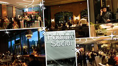 PODIUM SOCIAL is a full-on vibe with five standout spots, global flavors, and golden-hour views that hit just right.