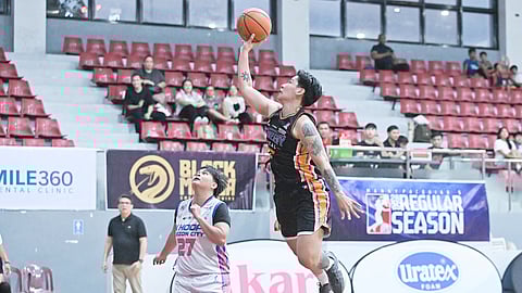 ALLANA Lim soars for an easy basket to lift Discovery-Rizal to an 82-39 crushing of RK Hoops-Quezon City to collect their first win in the 2025 WMPBL regular season late Sunday.   