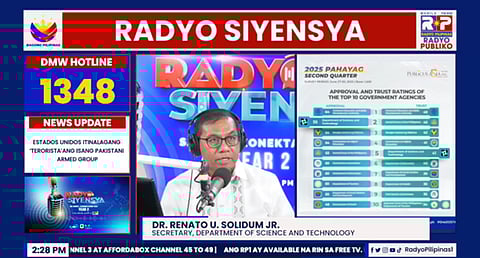 DEPARTMENT of Science and Technology Secretary (DOST) Renato U. Solidum, Jr. delivers his State of the DOST Address during the July 19, 2025 episode of Radyo Siyensya on Radyo Pilipinas.