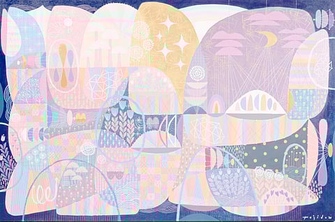 Celestial Gratitude (Night) acrylic and oil on canvas.