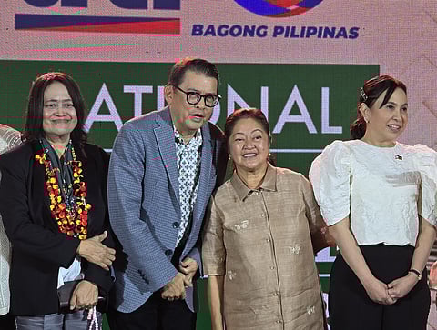 Nation-Building Through Trade where 250 MSMEs from across the country showcased proudly-made Filipino products during the DTI National Trade Fair at SM Megamall. From left to right: DTI Undersecretary Blesila Lantayona, Go Negosyo Founder Joey Concepcion, First Lady Liza Araneta-Marcos and DTI Secretary Cristina Roque.