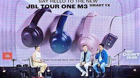 Harman Philippines managing director Larry Secreto (far right) announced the price of the Tour One M3.