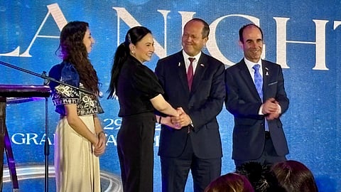ISRAELI Minister of Economy and Industry Nir Barkat (3rd from left), Trade Secretary Cristina Roque (2nd from left), Israeli Economic Attaché Ofek Venecianer (left), and outgoing Israeli Ambassador to the Philippines Ilan Fluss (right) pose for a photo during a gala dinner hosted by Minister Barkat in Taguig City on 29 July, highlighting the deepening economic partnership between the Philippines and Israel and ongoing efforts toward a Free Trade Agreement.