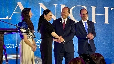 ISRAELI Minister of Economy and Industry Nir Barkat, Trade Secretary Cristina Roque, Israeli Economic Attaché Ofek Venecianer, and outgoing Israeli Ambassador to the Philippines Ilan Fluss pose for a photo during a gala dinner hosted by Minister Barkat in Taguig City on 29 July, highlighting the deepening economic partnership between the Philippines and Israel and ongoing efforts toward a Free Trade Agreement.