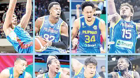 JAPETH Aguilar, Justin Brownlee, AJ Edu, June Mar Fajardo, Jamie Malonzo, Chris Newsome, Calvin Oftana, CJ Perez, Kevin Quiambao, Dwight Ramos, Carl Tamayo and Scottie Thompson are tasked to end a 40-year-title drought in the FIBA Asia Cup.