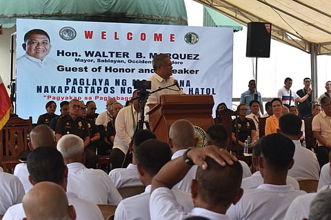 BuCor Director General Gregorio Pio Catapang led the launch of Blue and Red Ribbon project, an after-care support to ensure released PDLs can transition back to society. Courtesy BuCor