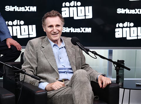  LIAM Neeson speaks during SiriusXM's Town Hall with the cast of "The Naked Gun" hosted by Andy Cohen at SiriusXM Studios on July 30, 2025 in New York City.