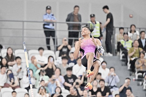 EMMANOUIL Karalis of Greece submits the world’s fourth-best pole vault record after posting 6.08 meters in the Greek national championships.