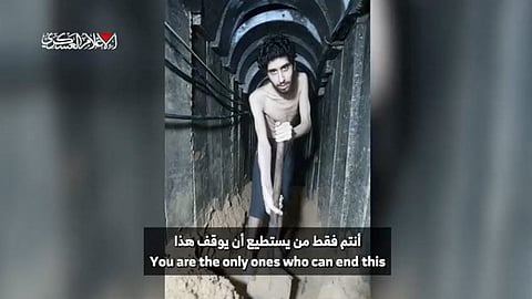 --AFP cannot independently verify the authenticity or location, date, and content of these images.--
This screengrab from a video released on August 1, 2025 by the armed wing of Palestinian militant group Hamas, shows Israeli hostage Evyatar David in a tunnel. David, who turned 24 in captivity, was abducted during the Hamas attack on October 7, 2023.
