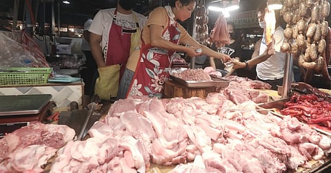 Pork meat sold at Quinta Market.