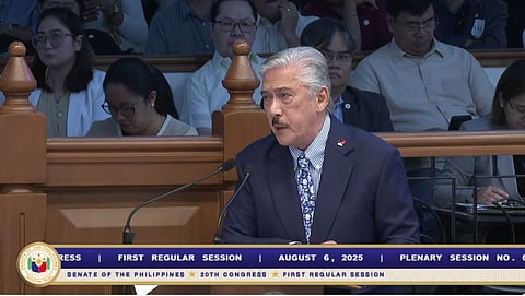 Screencap of the 20th Congress First Regular Session from the Senate of the Philippines YouTube channel. August 6, 2025.