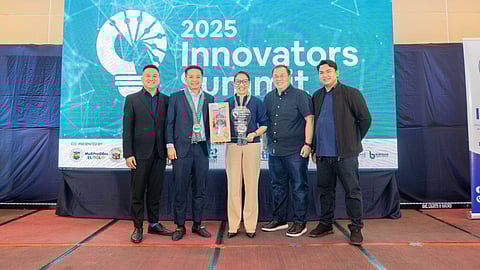 At the 2025 Innovators Summit are (from left) JCI Philippines National Skills Development director Reynard Francisco, JCI Philippines national president Engr. Felix Vinson Chua, AIC president and CEO Cosette V. Canilao, PCCI Iloilo president Engr. Fulbert Woo and PCCI Iloilo corporate secretary and 2025 Innovators Summit Program chairman Francis Gerona.