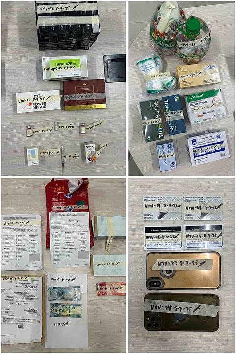 RECOVERED evidence from Vietnamese nationals arrested for illegal medical practice in Makati City.