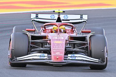 FERRARI’s British driver Lewis Hamilton drives during the second practice session at the Hungaroring race track near Budapest.