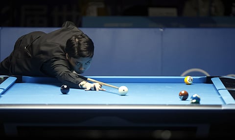 Chezka Centeno is on point after making the semifinals of women’s 10-Ball in the 2025 World Games in Chengdu, China.