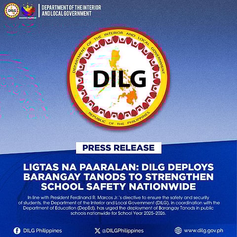 DILG orders tanod deployment to schools for student safety
