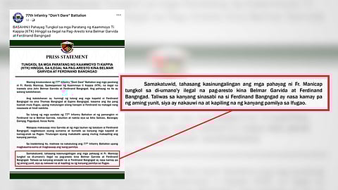 IN an official statement, the 77th Infantry Battalion denies abduction allegations and affirms Bangad’s voluntary return to family.