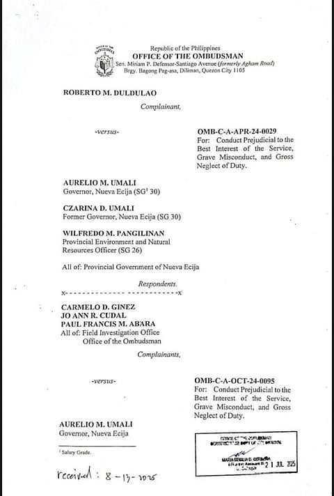 Nueva Ecija governor suspended one year for quarry permit anomalies