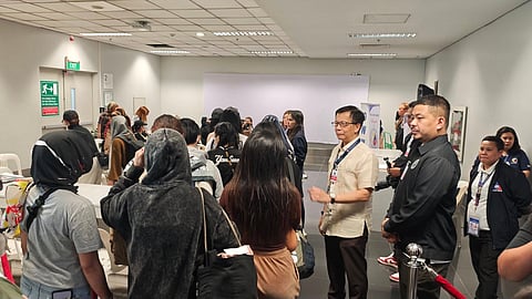Department of Migrant Workers Secretary Hans Leo Cacdac welcomes the repatriated Filipino human trafficking victims from Lagos, Nigeria who were arrived at NAIA Terminal 3 in Pasay City. 