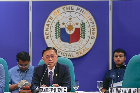 SENATOR Christopher Lawrence ‘Bong’ Go presides over the joint hearing of the Committees on Health and Demography and Finance at the Senate of the Philippines in Pasay City on Wednesday.