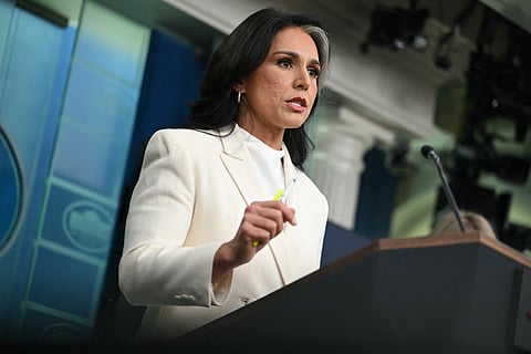  US Director of National Intelligence Tulsi Gabbard speaks during a press briefing in the Brady Briefing Room at the White House in Washington, DC, on July 23, 2025. US intelligence chief Tulsi Gabbard said on August 20 that she will make heavy cuts to her office, which she declared has "fallen short" of fulfilling its mandate and is "rife with abuse of power."