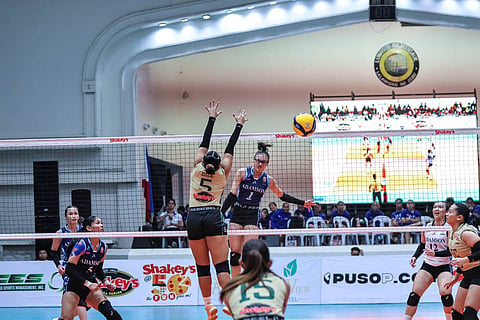 Shaina Nitura carries Adamson University in a sweep of University of San Carlos in the 2025 SSL National Invitationals Cebu Leg.