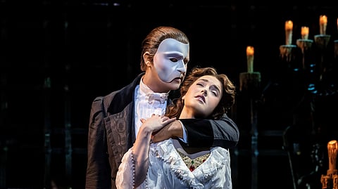 Dean Chisnall as The Phantom and Lily Kerhoas as Christine. 
