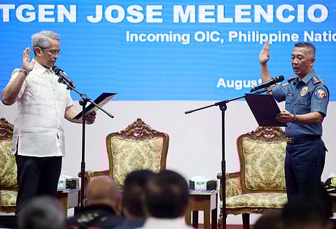 New top cop Interior Secretary Jonvic Remulla presides over the oath-taking of Lt. Gen. Jose Melencio Nartatez Jr., who assumes command of the Philippine National Police after the abrupt exit of Gen. Nicolas Torre III.