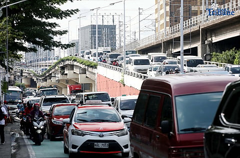 Motorists were seen struggling with the heavy traffic along Edsa Southbound in Quezon City on Wednesday August 27 2025.