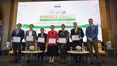 CARLOS Aboitiz (2nd from left), AboitizPower Chief Corporate Services Officer, joins government officials and industry leaders at the European Chamber of Commerce of the Philippines’ Energy Smart Forum 2025, where he underscored the need for stronger collaboration to advance the country’s energy transition.