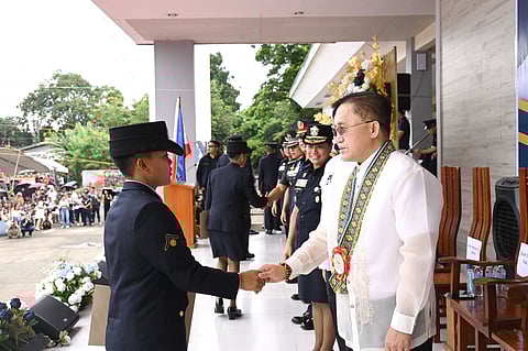 Sen. Bong Go attends the National Fire Training Institute Class Mandasig graduation ceremony in Camp Vicente Lim in Calamba City, Laguna, on Thursday, 28 August.
