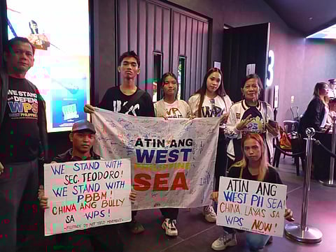 STUDENTS rally behind the government's stand that the West Philippine Sea belongs to the Philippines, during the recent bloc screening of the documentary  ‘Food Delivery: Fresh From the West Philippine Sea’ in Trinoma Mall, Quezon City.