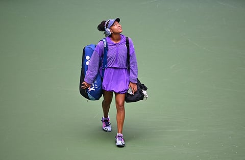 Japan's Naomi Osaka arrives for the women's singles round of 16 tennis match against USA's Coco Gauff on day nine of the US Open tennis tournament at the USTA Billie Jean King National Tennis Center in New York City, on September 1, 2025.
