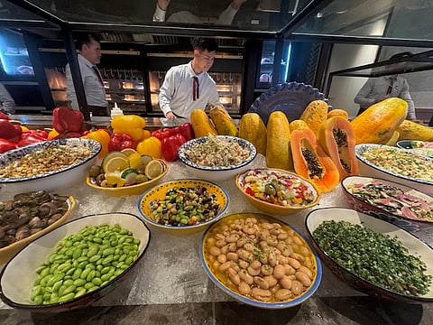 A feast beyond the fire — Market Table brims with vibrant salads, artisanal charcuterie, rich cheeses, smoked salmon, fresh fruits and leafy greens. A colorful celebration of freshness to balance the bold flavors of churrasco.