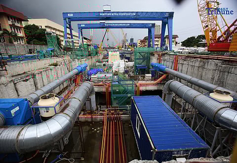 Ongoing construction at the Camp Aguinaldo Station of the Metro Manila Subway Project in Quezon City. Newly appointed Acting Transportation Secretary Giovanni Lopez said Wednesday that the P488.5-billion project is targeted for completion by 2032. He added that the entire subway line will be under construction by November, with remaining segments to be awarded to contractors before year-end.