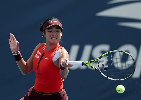 NEW YORK, NEW YORK - AUGUST 27: Alexandra Eala of the Philippines returns against Cristina Bucsa of Spain during their Women's Singles Second Round match on Day Four of the 2025 US Open at USTA Billie Jean King National Tennis Center on August 27, 2025 in the Flushing neighborhood of the Queens borough of New York City.