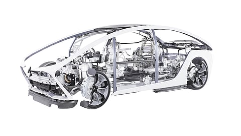 AISIN’s skeleton concept shows how its parts quietly keep every vehicle system connected and running.