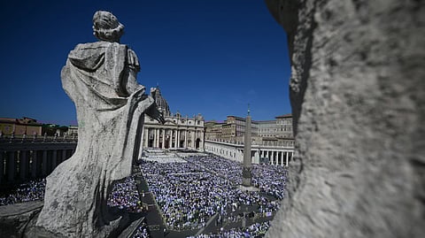 FAITHFUL gather as they attend a Holy Mass and canonization of Blessed Carlo Acutis and Pier Giorgio Frassati in St. Peter's Square at the Vatican on 7 September 2025. 