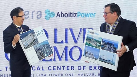 ABOITIZPOWER president and CEO Danel Aboitiz (right) and JERA president, director, CEO, and COO Hisahide Okuda (left) symbolically reaffirming the two firms’ shared goals in creating a lasting impact for the future of energy in the region.