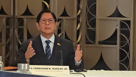 President Ferdinand R. Marcos Jr. speaking during the Kapihan with the Media session in Phnom Penh, Cambodia on September 9, 2025. (Photo by Lade Kabagani)