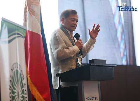 (September 11 2025) Former Senator and former DILG Sec. Atty. Joey Lina delivered a message during the 2025 Regional Nutrition Awarding Ceremony held at Quezon City on Thursday September 11 2025. The Regional Nutrition Evaluation Team conducted an evaluation on April 22 to June 11 2025 and visited all 17 LGUs in NCR to evaluate their 2024 nutrition programs, the ceremony recognizing and celebrating the best practices and outstanding contributions in nutrition governance and community health in the region. Photo/Analy Labor