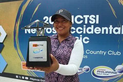 FLORENCE Bisera smiles after surviving a challenging final round to win the ICTSI Negros Occidental Classic at Marapara Golf and Country Club on Thursday.
