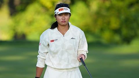BIANCA Pagdanganan watches from the first green during the opening round of the 2025 Kroger Queen City Championship presented by P&G at TPC River’s Bend in Cincinnati, Ohio, on Thursday.